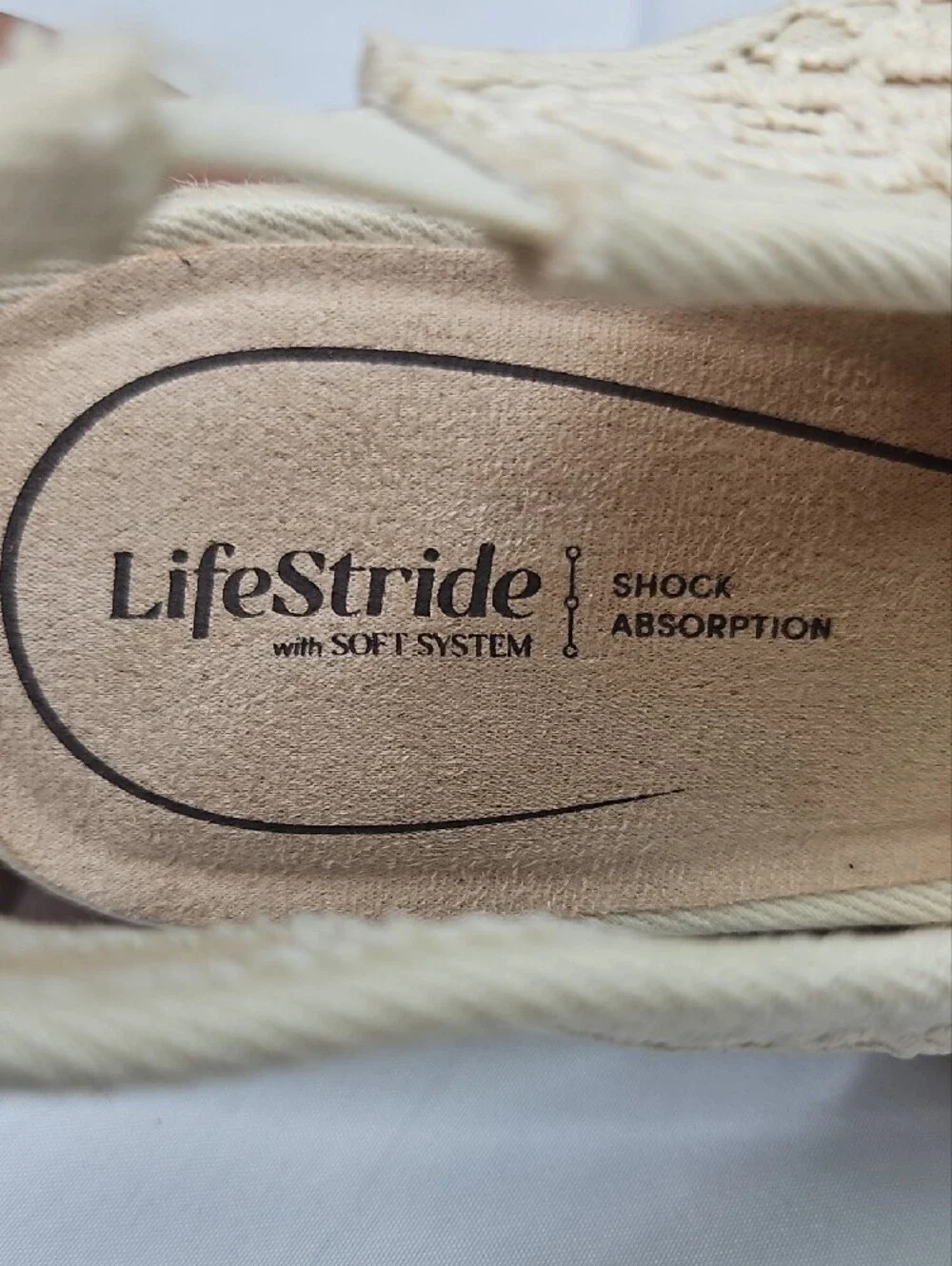 Lifestride Kayden Espadrille Cream/Tan  Wedge Pump Sandal Size 8.5 W